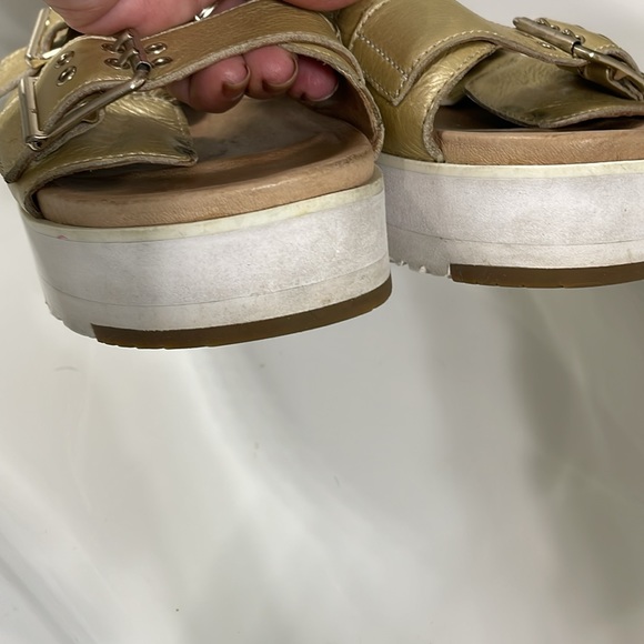 UGG Gently used Gold /white platform slides - Picture 4 of 7